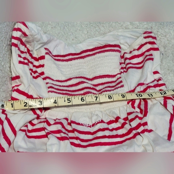 Rip Curl strapless sundress w/pockets SIZE L. No stains White w/ pink stripes - Picture 4 of 6